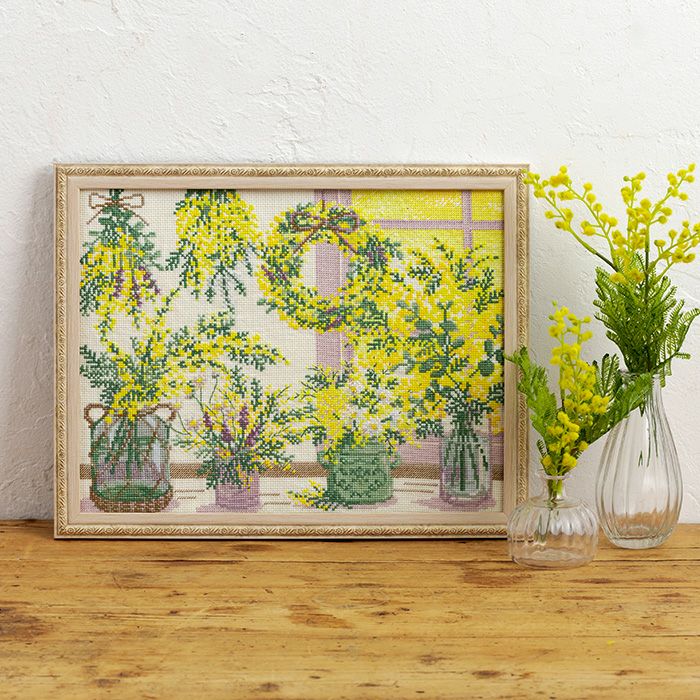 クロスステッチフレーム＜睡蓮の池、緑の反映＞ | リバティ 生地