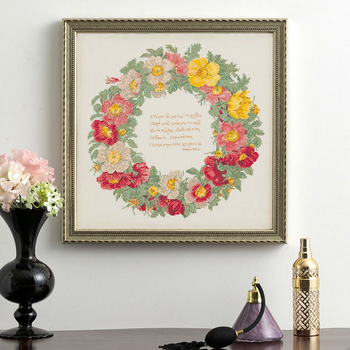 2/25予約】クロスステッチフレーム＜バラ図譜リース（ピエール
