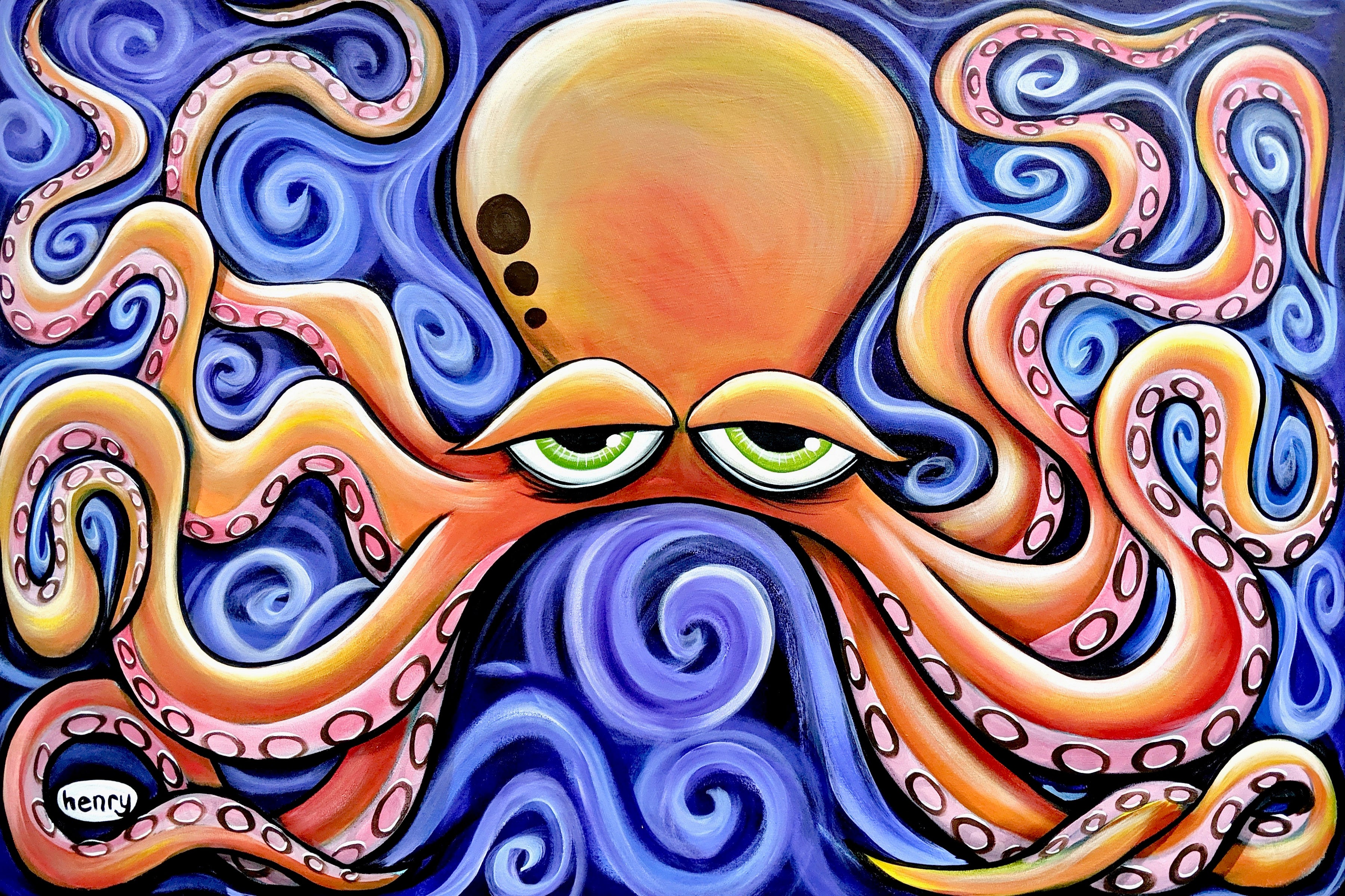 Orange Octopus - Mounted Framed Poster – Art of Henry