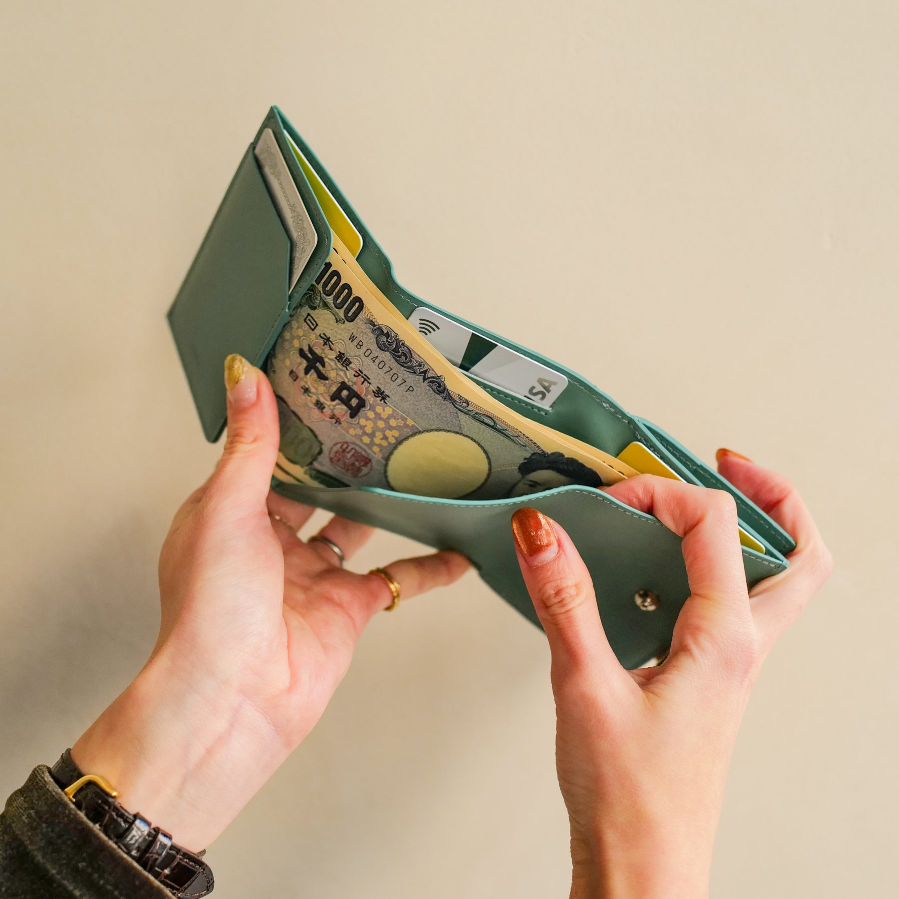 本革三つ折りミニ財布｜CRISTY TRIFOLD MINI WLT / DIPLO SKY｜ITTI