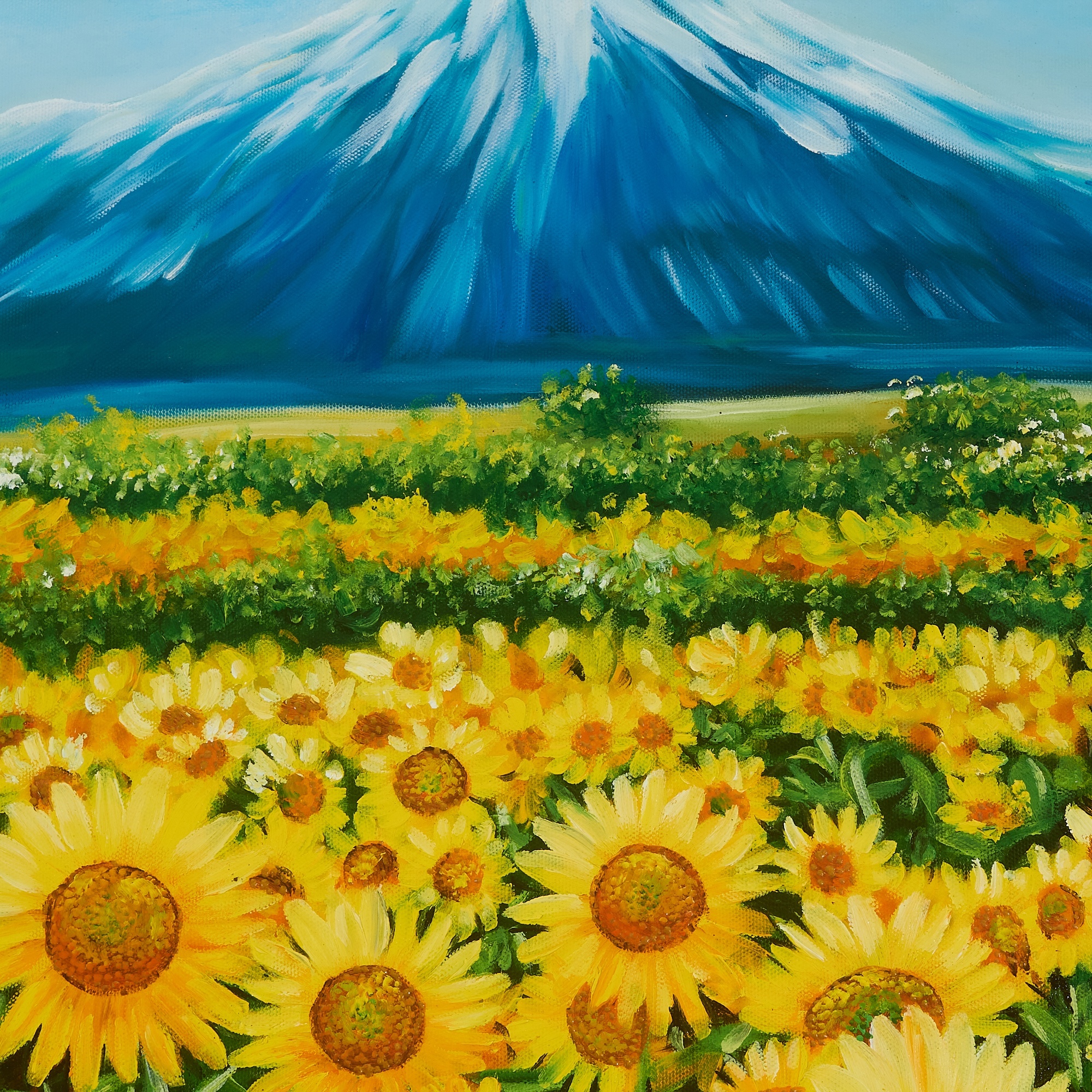 富士山とひまわり畑 2 (120X60CM) | セオアートギャラリー