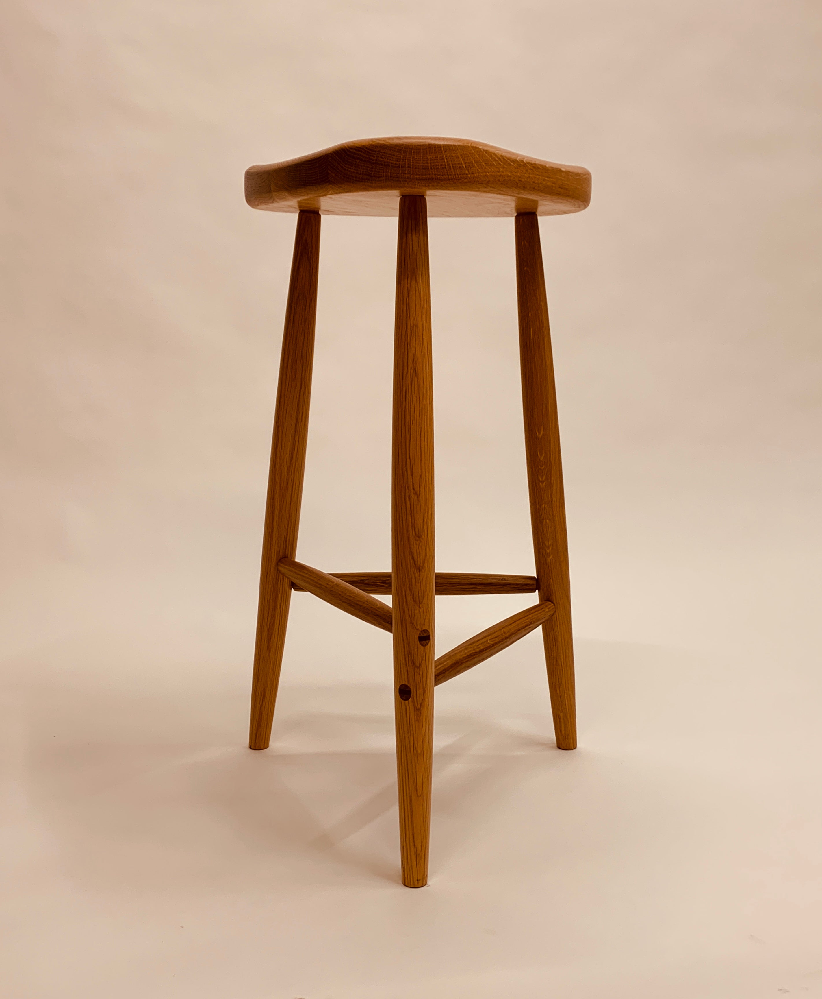 27-Inch Trina 3-Legged Stool in Hardwood with Wedged Through