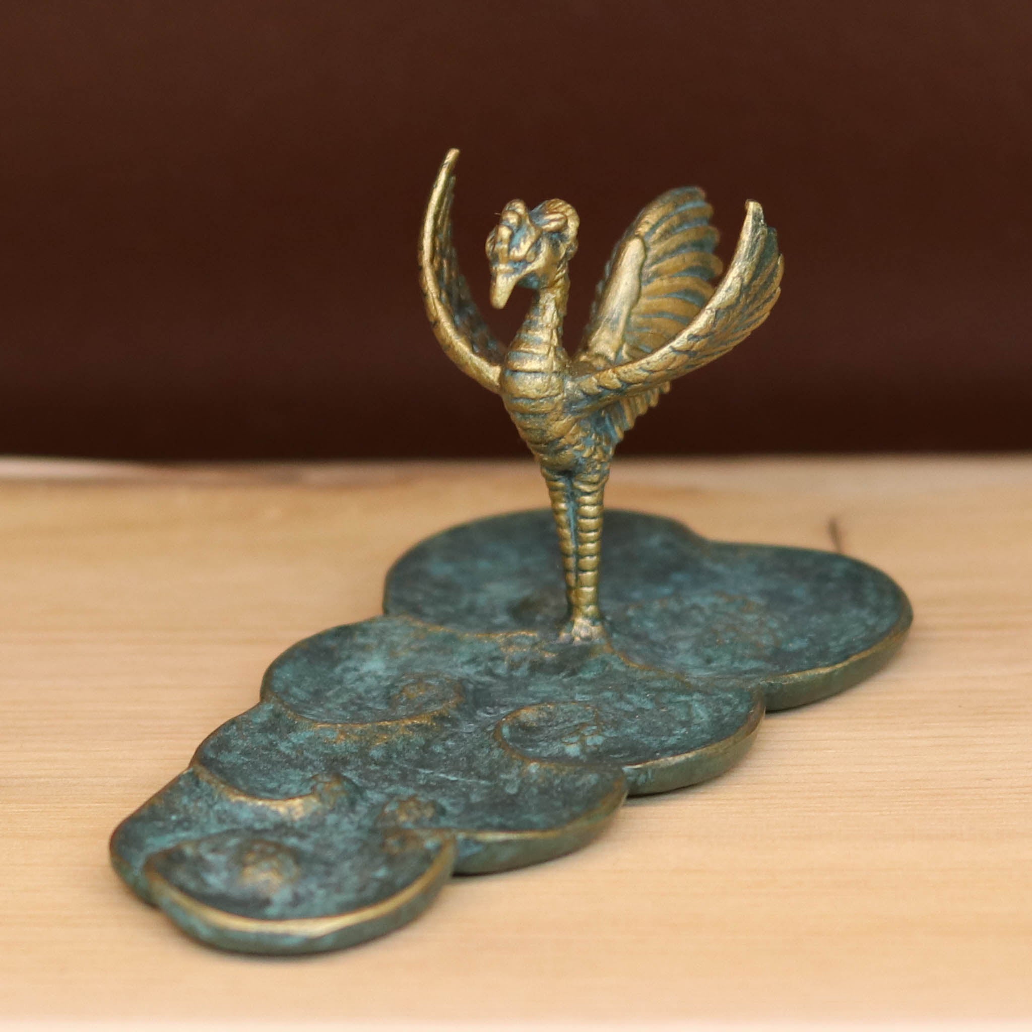 高岡銅器 香皿 | 鳳凰 丸型香立付 桐箱入 | 金