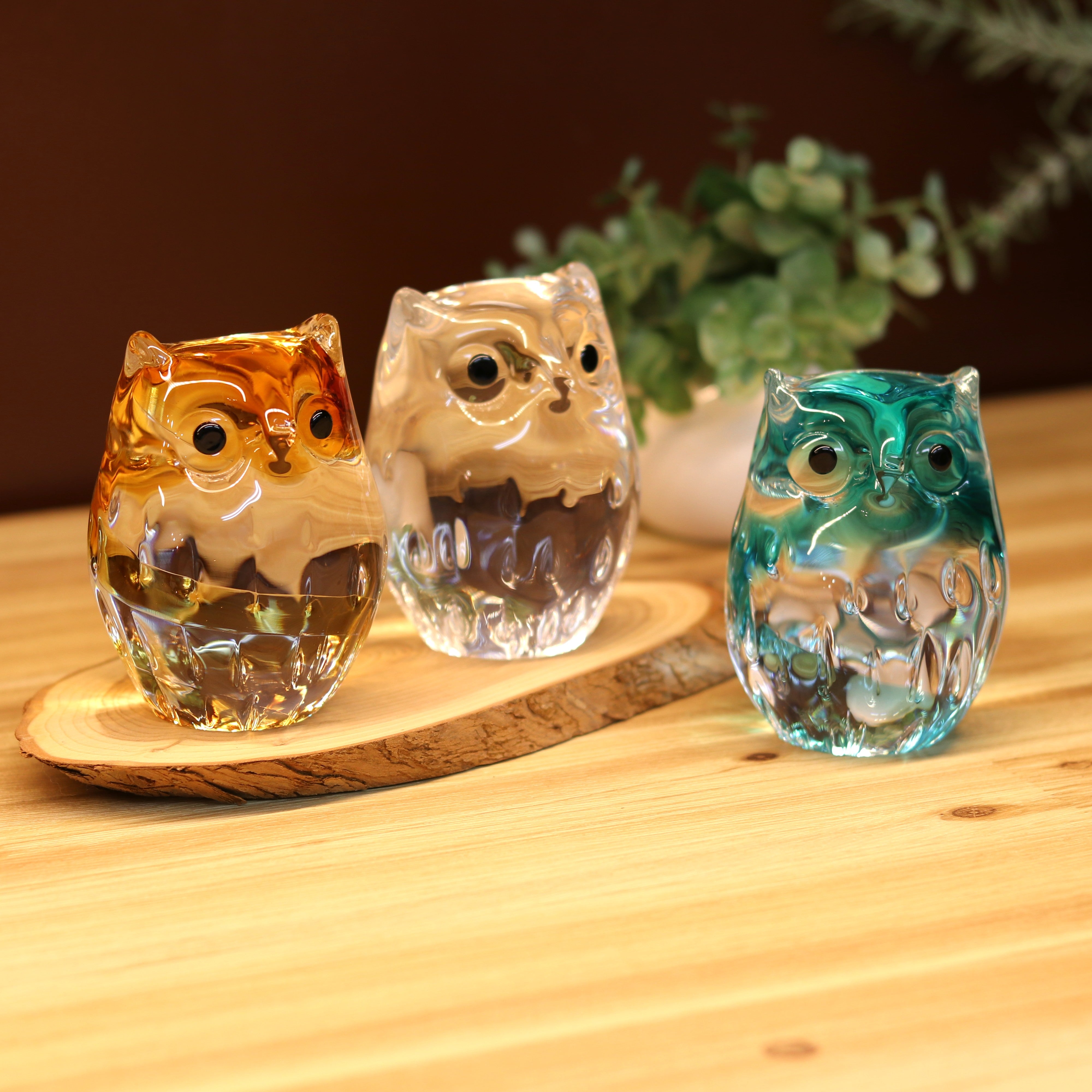 津軽びいどろ 置物 | ふくろう | 子ふくろう クリア | 北洋硝子