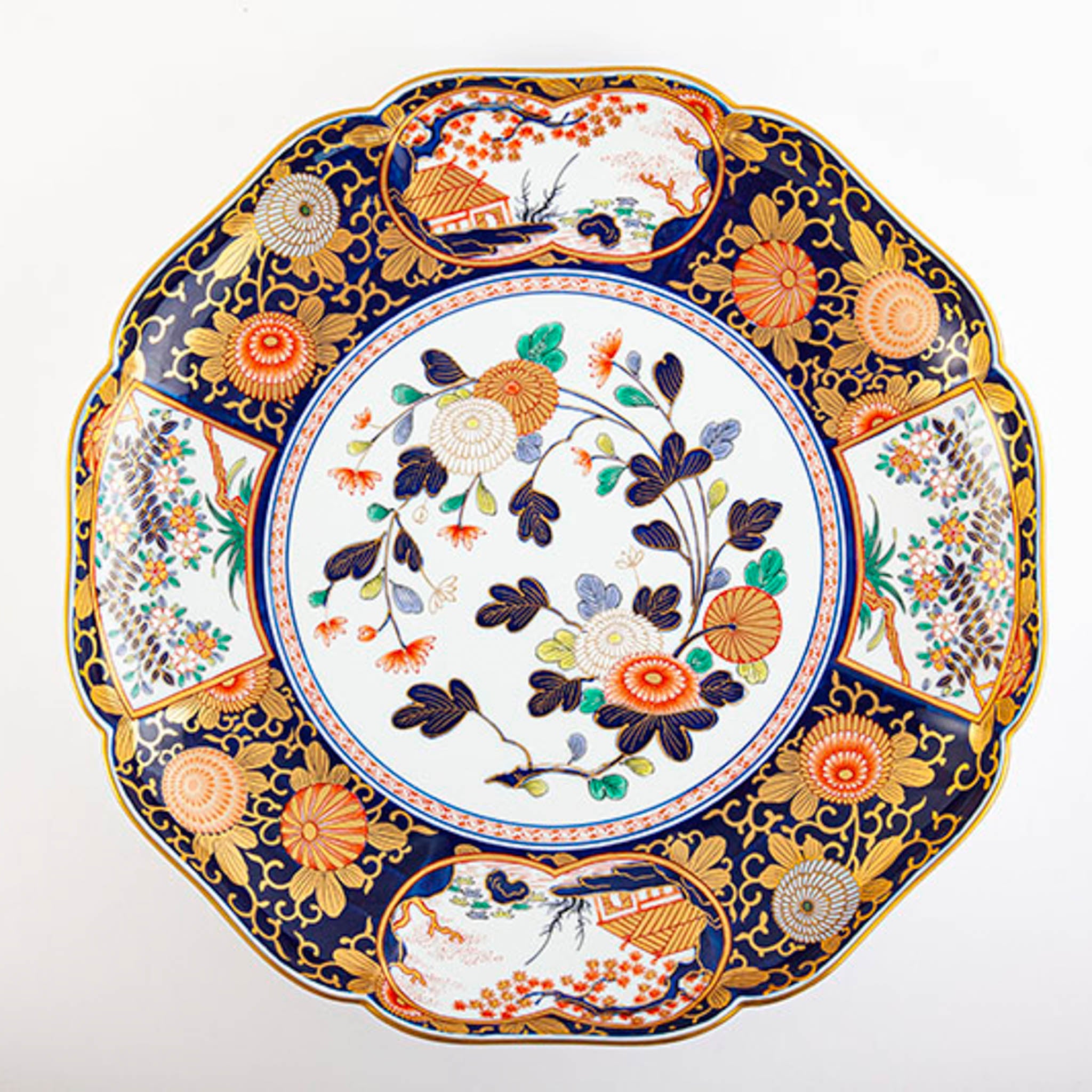 其泉 極錦金彩鳳凰文 三つ足 盛皿 菓子皿 美品 有田焼 極錦金彩古