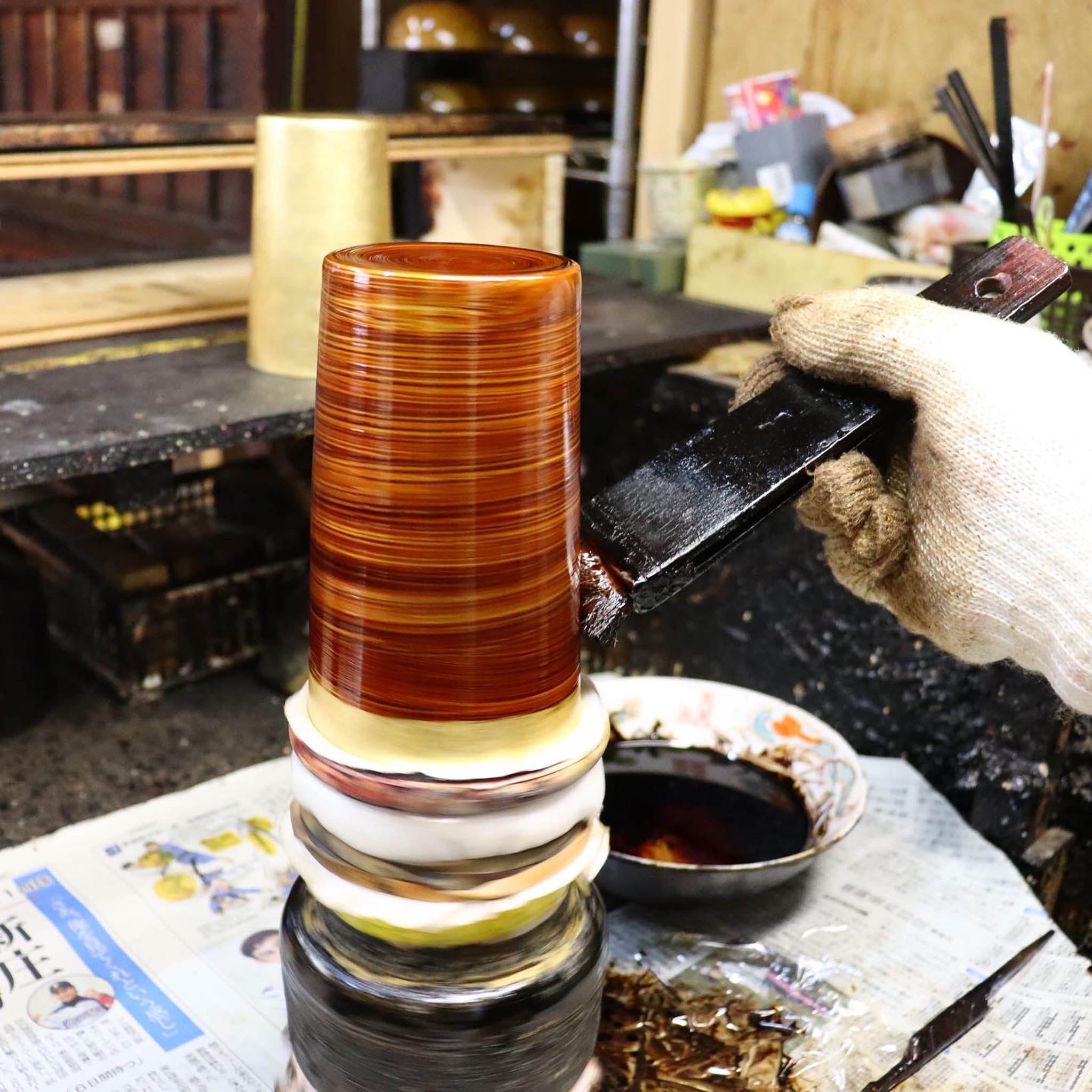 山中塗 カップ | 白檀 ダルマ | 二重構造 黒 | ウチキ