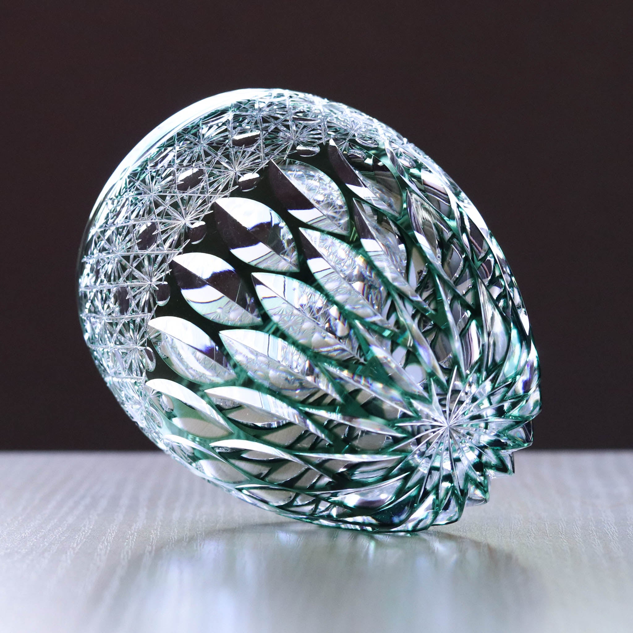 江戸切子 ロックグラス | 蓮華 | 緑 | 東亜硝子工芸