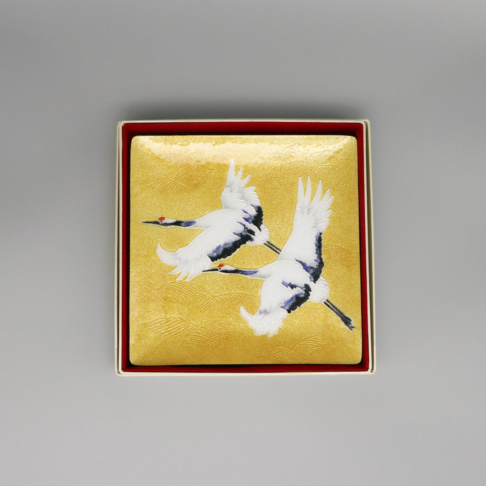 七宝焼き | 飾皿 | 双鶴 18x18