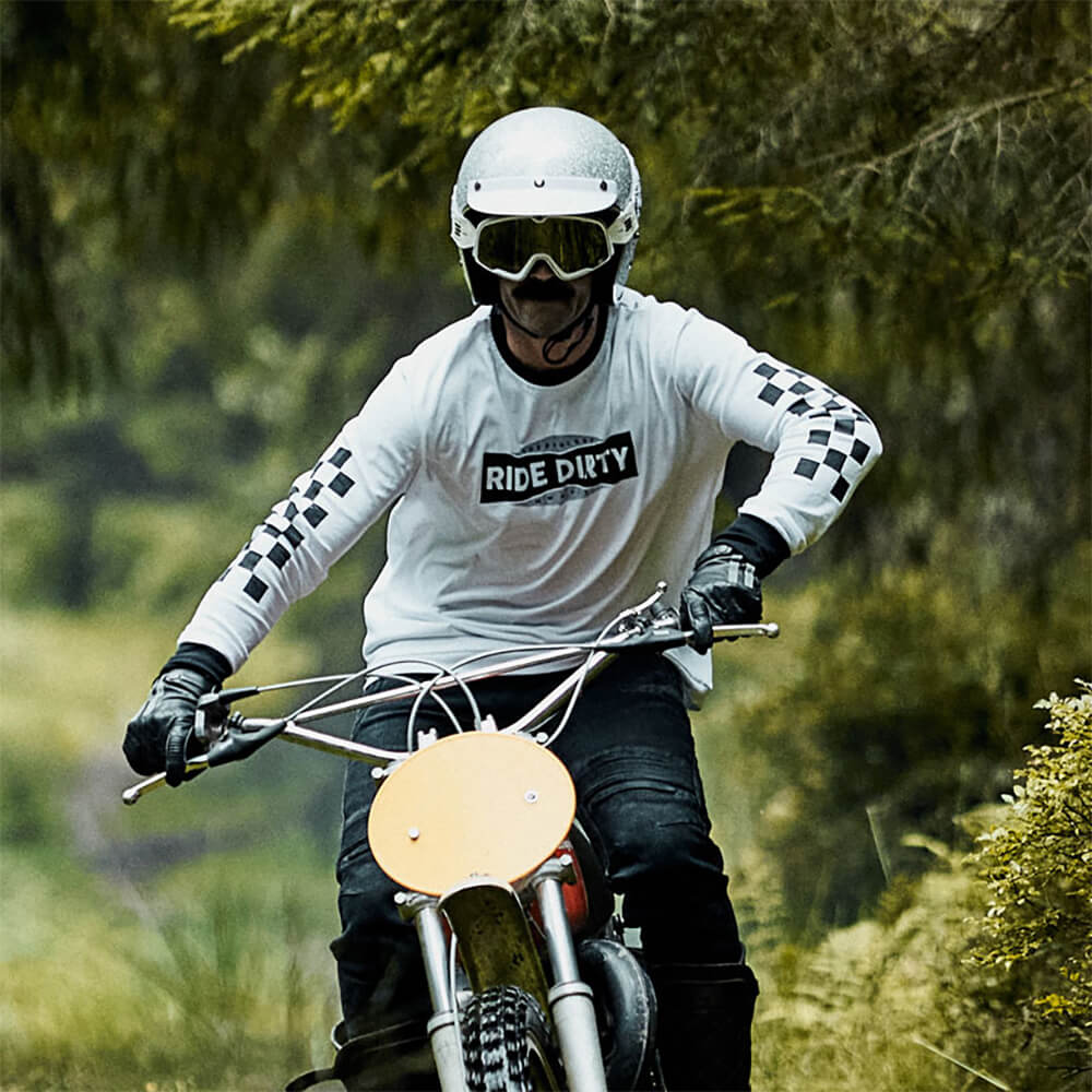 エイジオブグローリー ダーティー チェッカーズ - バイク 長袖 Tシャツ