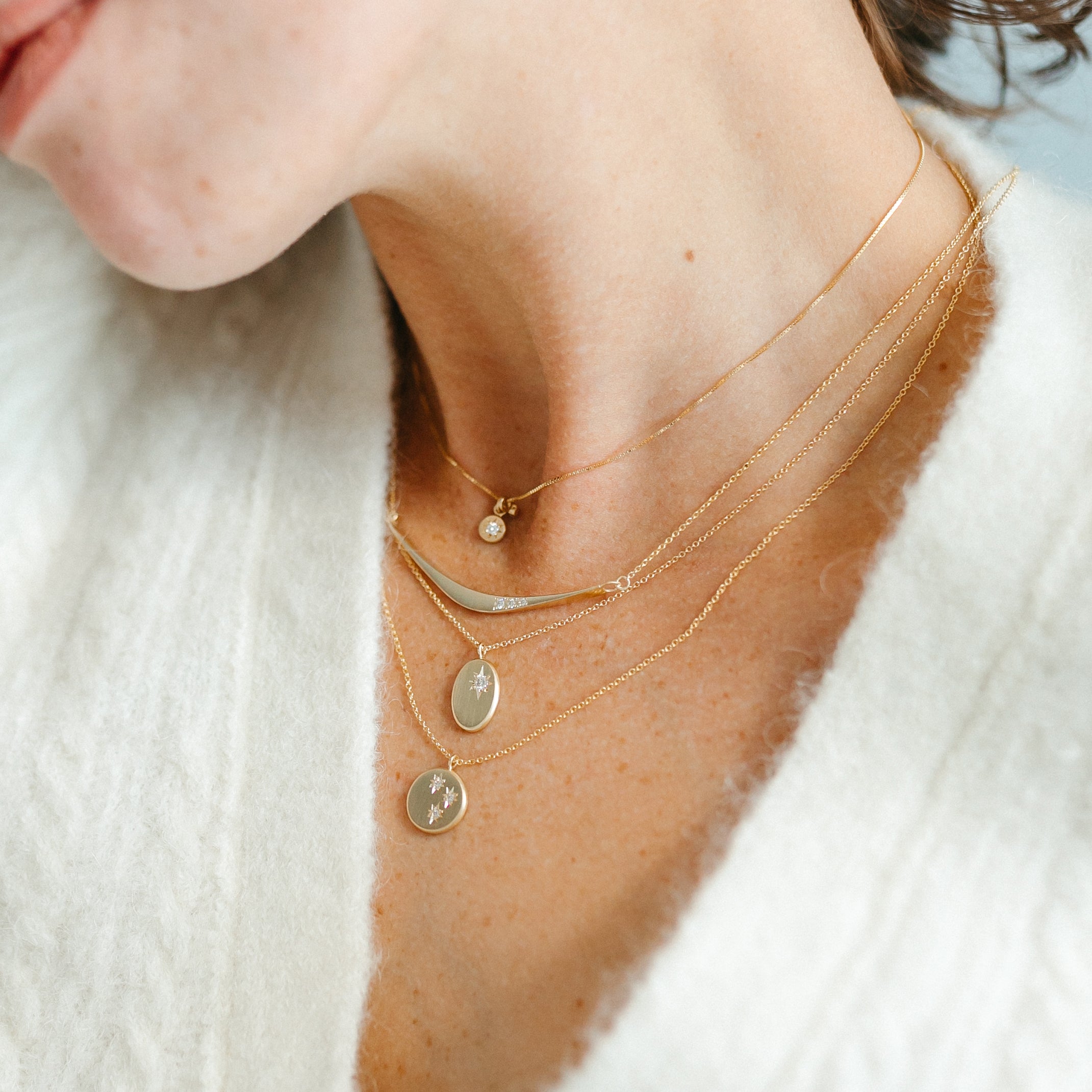 Triple Diamond Celestial Necklace – Jen Leddy Studios