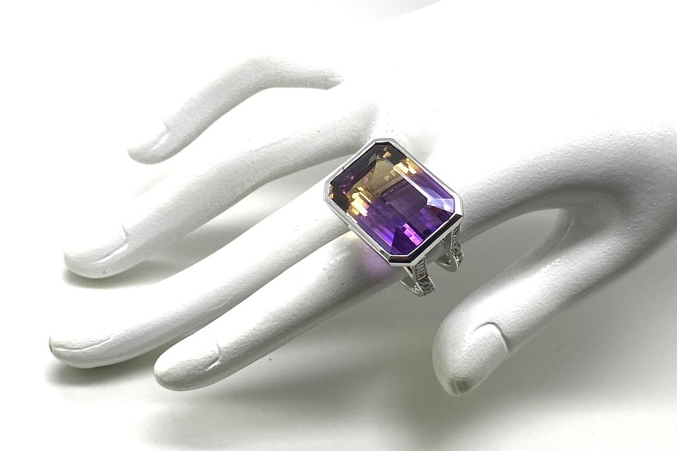Ametrine K18WGアメトリン ダイヤモンドリング (NO.49079) – JEX宝石