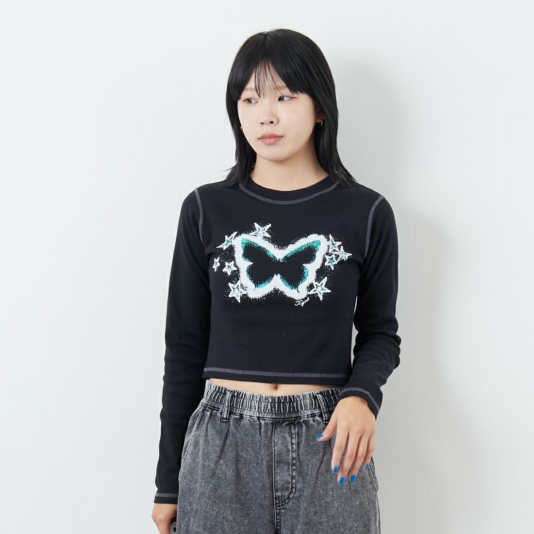 X-girl [エックスガール] スターフラッターバタフライ ロングスリーブ