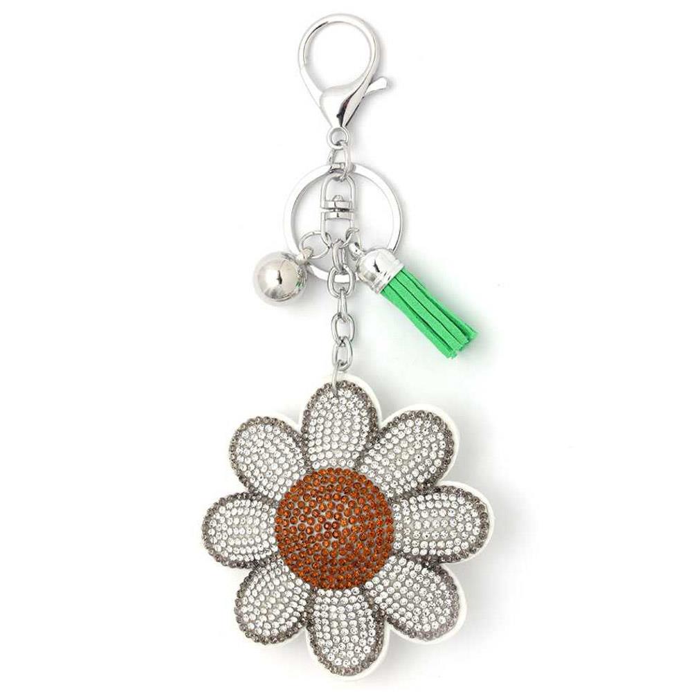 DAISY FLOWER PUFFY BLING KEYCHAIN | joiaaccessory.com