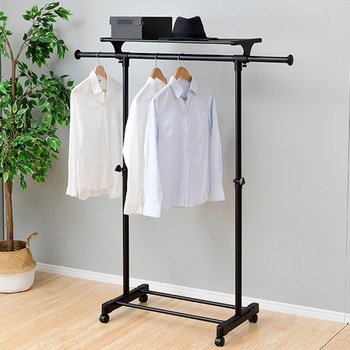 MKS-SSNT(ABK) 上棚付き伸縮ハンガー シングル 1台 YAMAZEN(山善