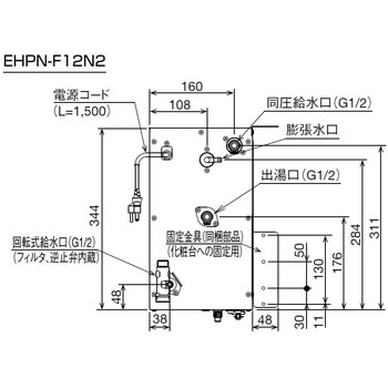 EHPN-F12N2 小型電気温水器 ゆプラス 手洗洗面用 スタンダードタイプ