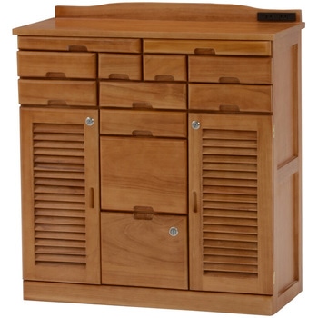 鍵付き引き出しいっぱいFAX台 コンセント付 天然木 ファミリー・ライフ