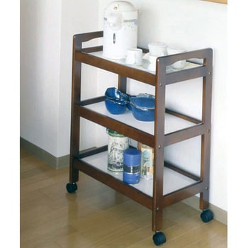 YMW-3(BR) 木製キッチンワゴン キャスター付き 1台 YAMAZEN(山善