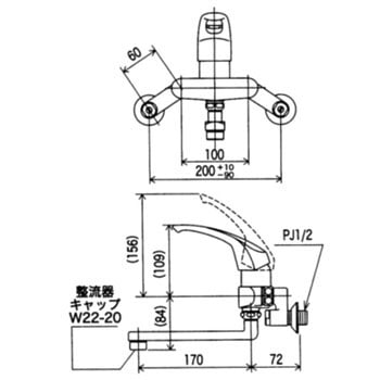 KM550G シングルレバー式混合栓 KM550シリーズ 1個 KVK 【通販モノタロウ】