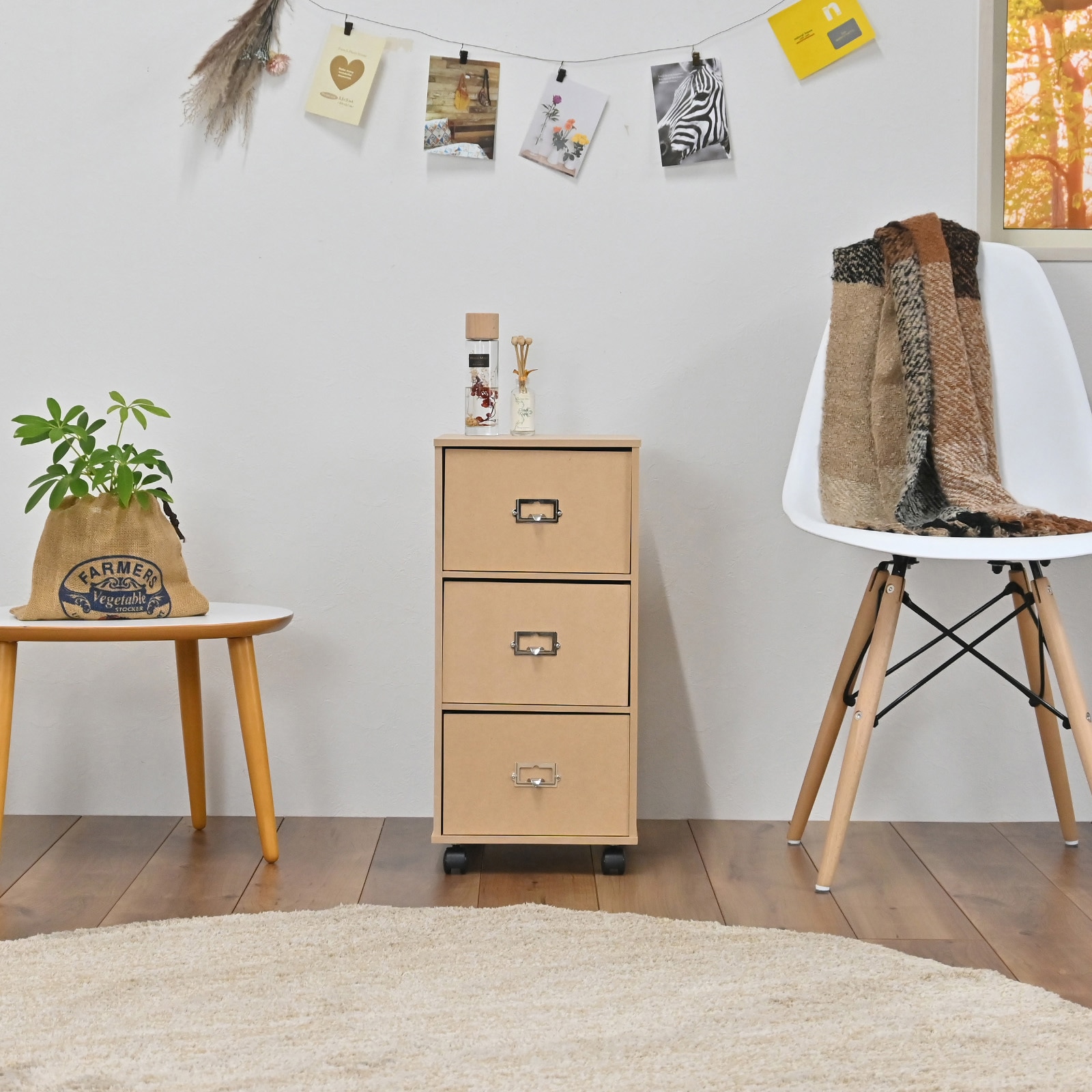 NC-3 NA ナチュラルチェスト フクダクラフト 3段 高さ560mm幅265mm奥行