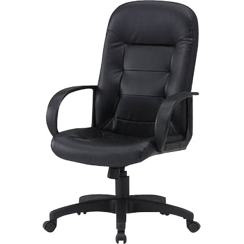 T5563 BK オフィスチェア 黒 TRUSCO 肘掛あり レザー張り T5563 BK