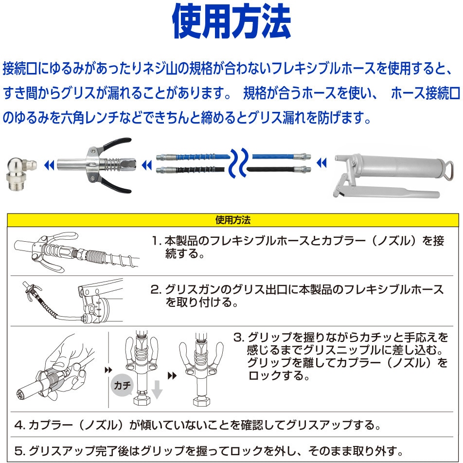 diy-075-set グリスガン ノズルカプラー 日本規格 アメリカ規格 変換