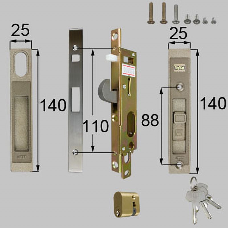 DQAZ900 勝手口引戸用ロックセット TOSTEM(LIXIL) ブロンズ色 DQAZ900