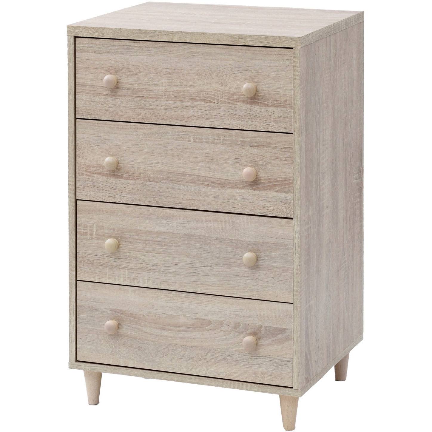 FCL-4W(OAK) 脚付き木製チェスト YAMAZEN(山善) 4段 オーク(木目柄)色