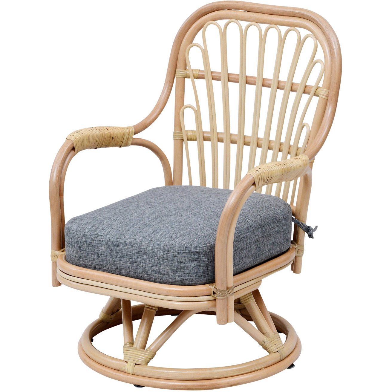 GDKR-59L NA/MGY ラタン回転チェア YAMAZEN(山善) 本体幅590mm奥行