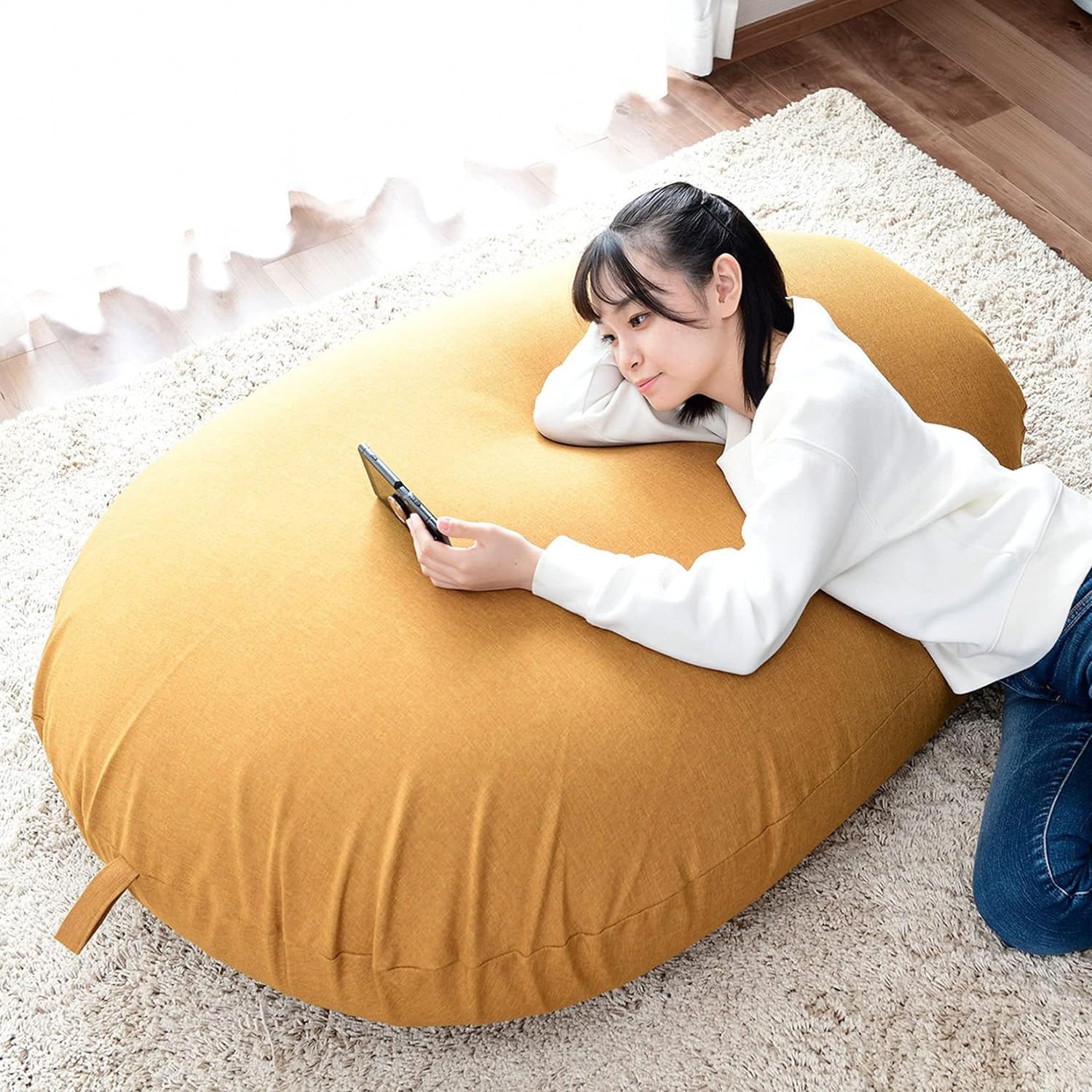 BS50-1310RF(MS) ビーズソファ(かため) YAMAZEN(山善) マスタード色