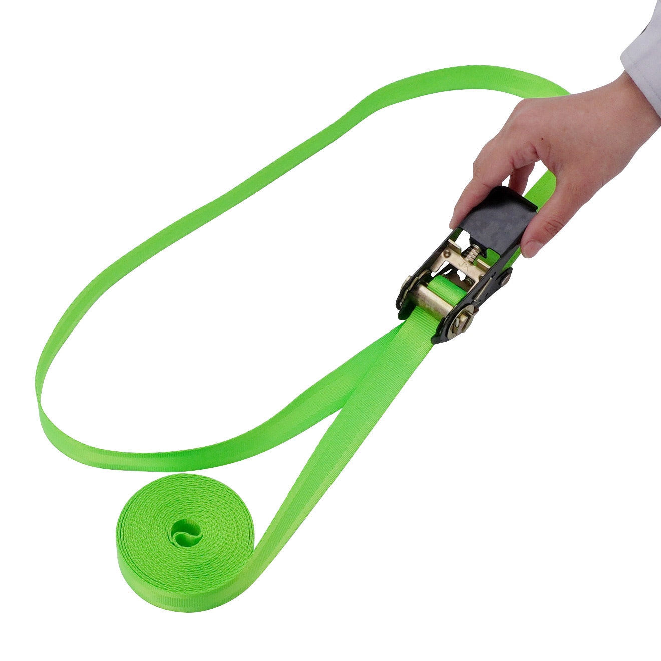 荷締めベルト ラチェット式 100 モノタロウ エンドレス 蛍光グリーン
