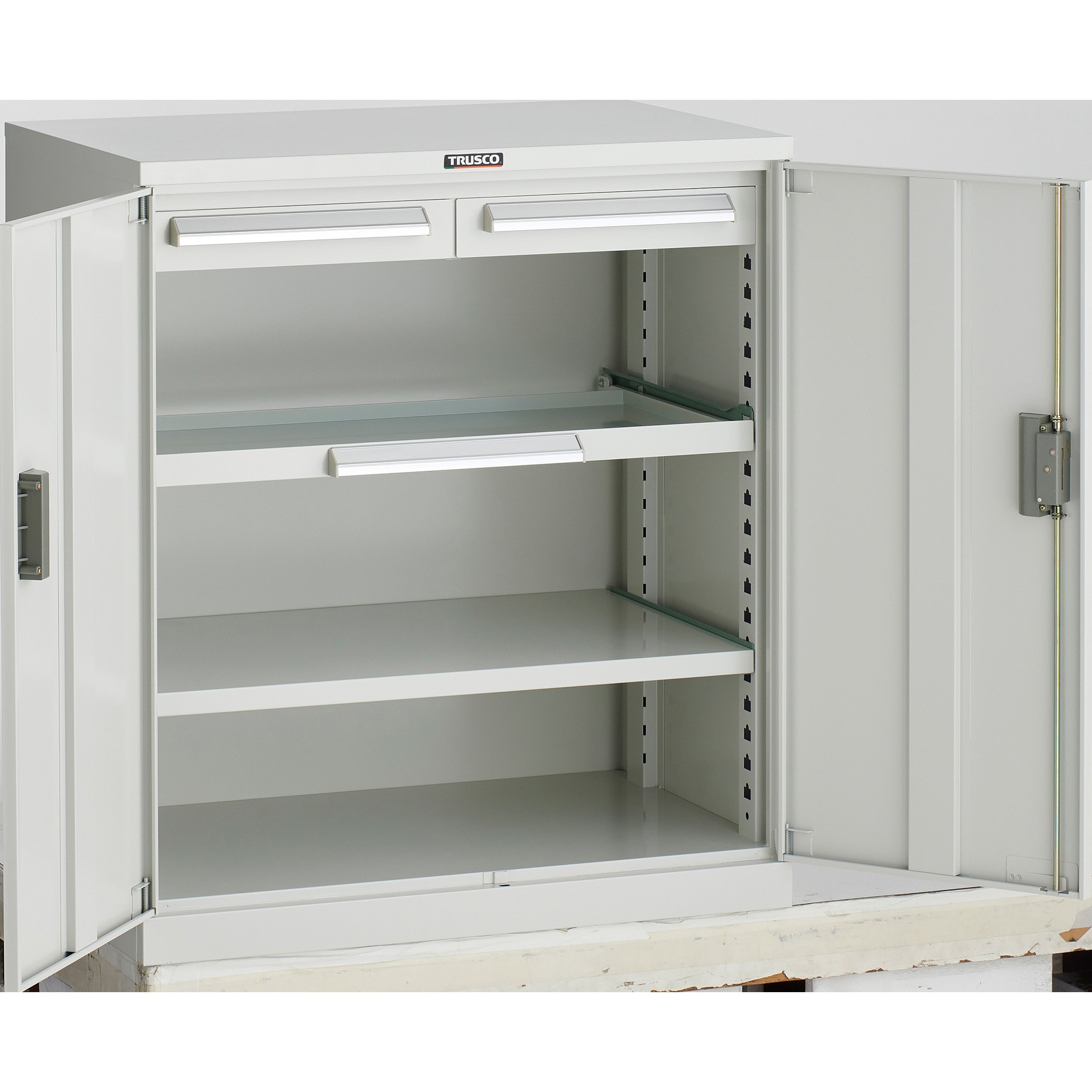 DX-31A-W 工具キャビネット”DX型”(ホワイト) スライド棚・スチール扉付