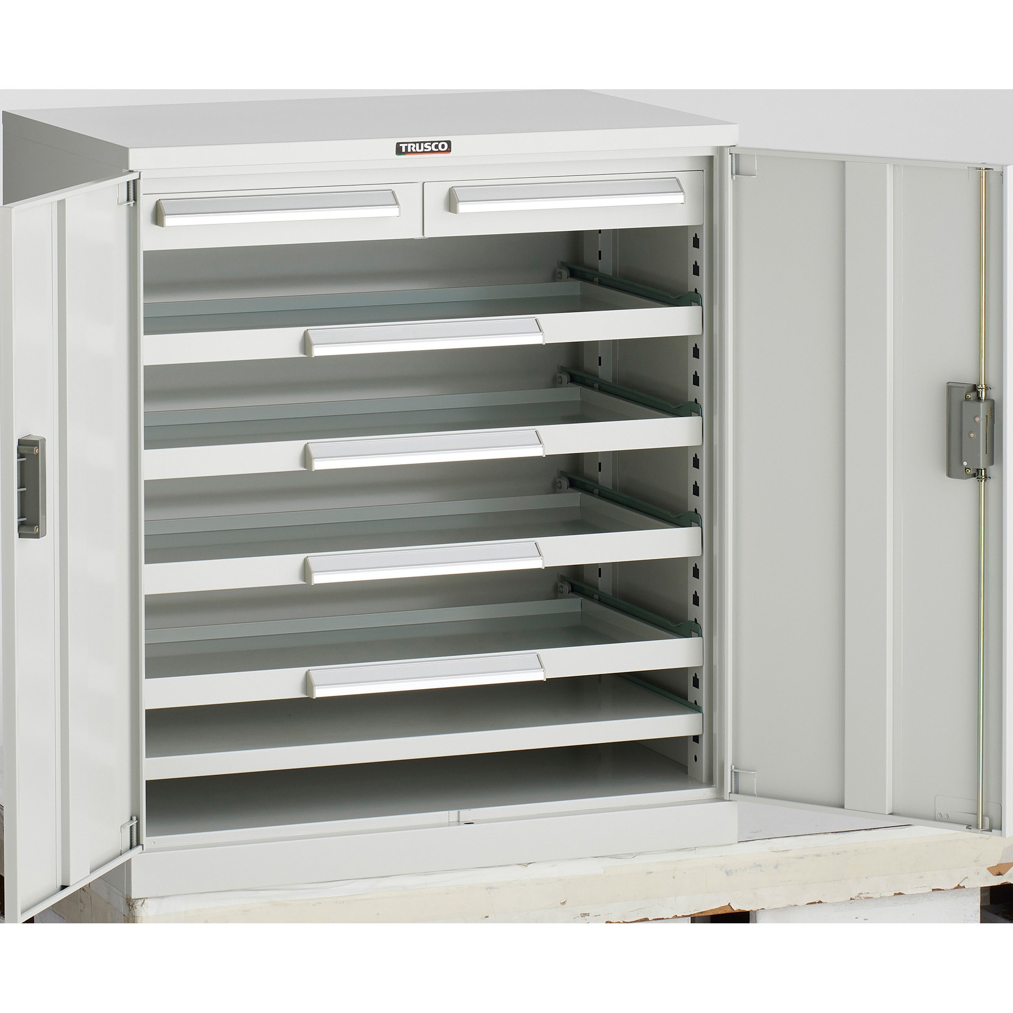 DX-33A-W 工具キャビネット”DX型”(ホワイト) スライド棚・スチール扉付