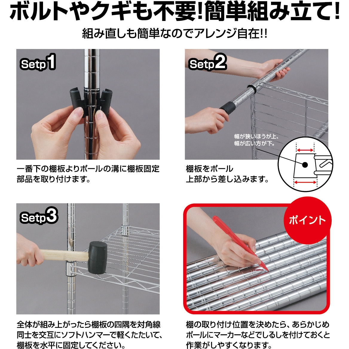 MR-1215DJK 高耐荷重 メタルラック (R)【耐荷重300kg/段】幅120cm