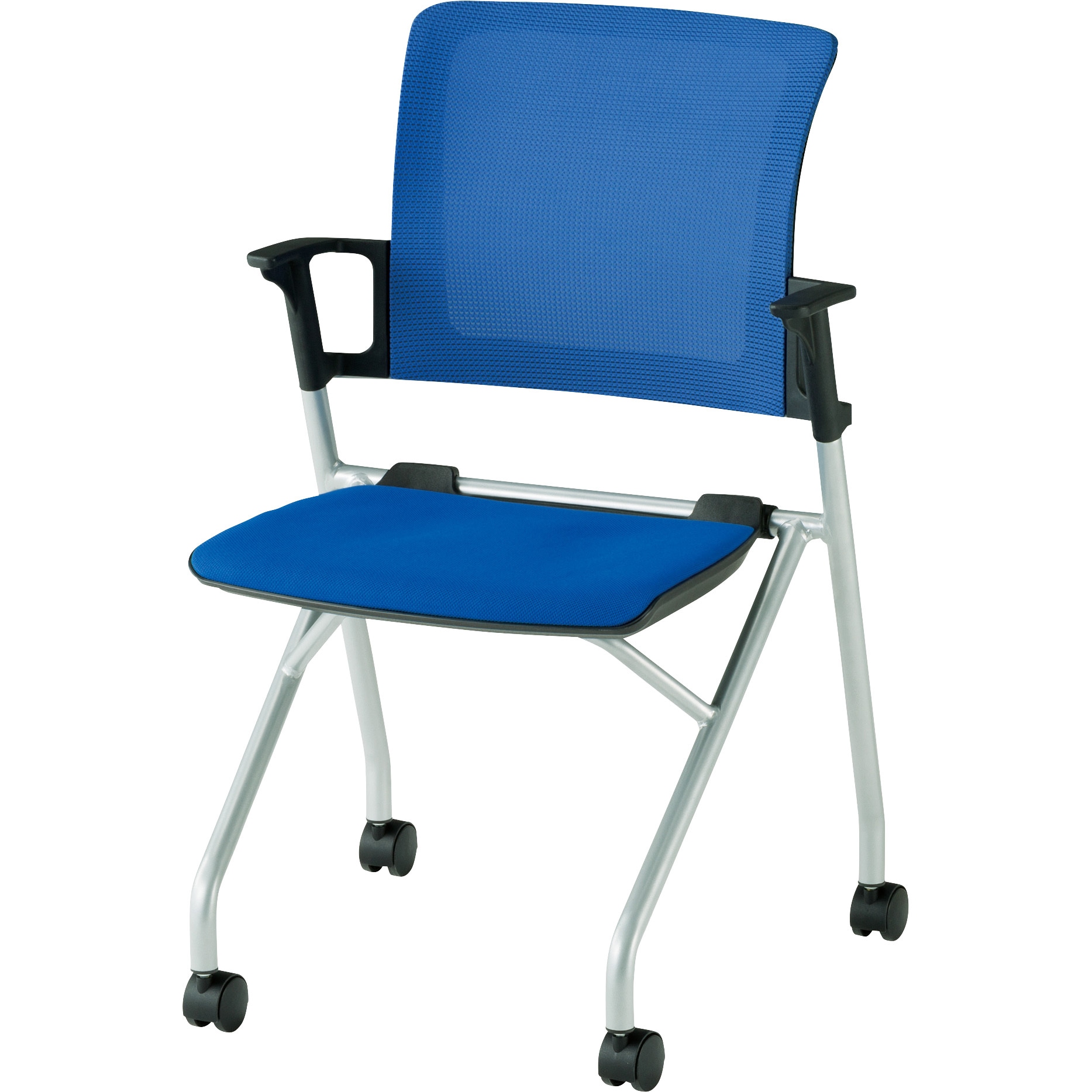 CMC-B ミーティングチェア TRUSCO キャスターあり ブルー 高さ841mm幅