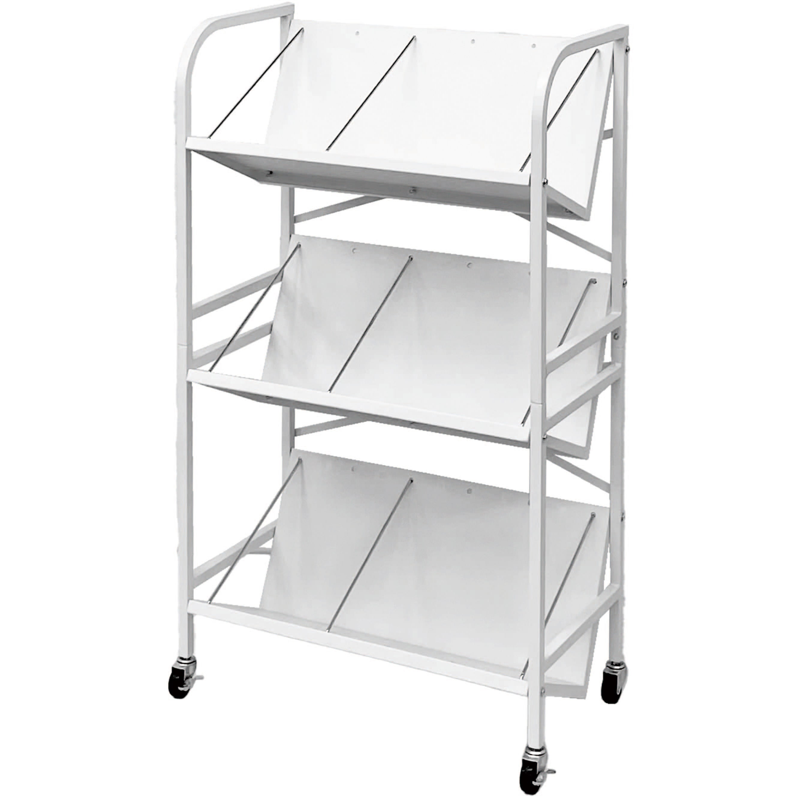 高耐荷重傾斜ファイルワゴン TKM ホワイト色 キャスターあり 3段 幅