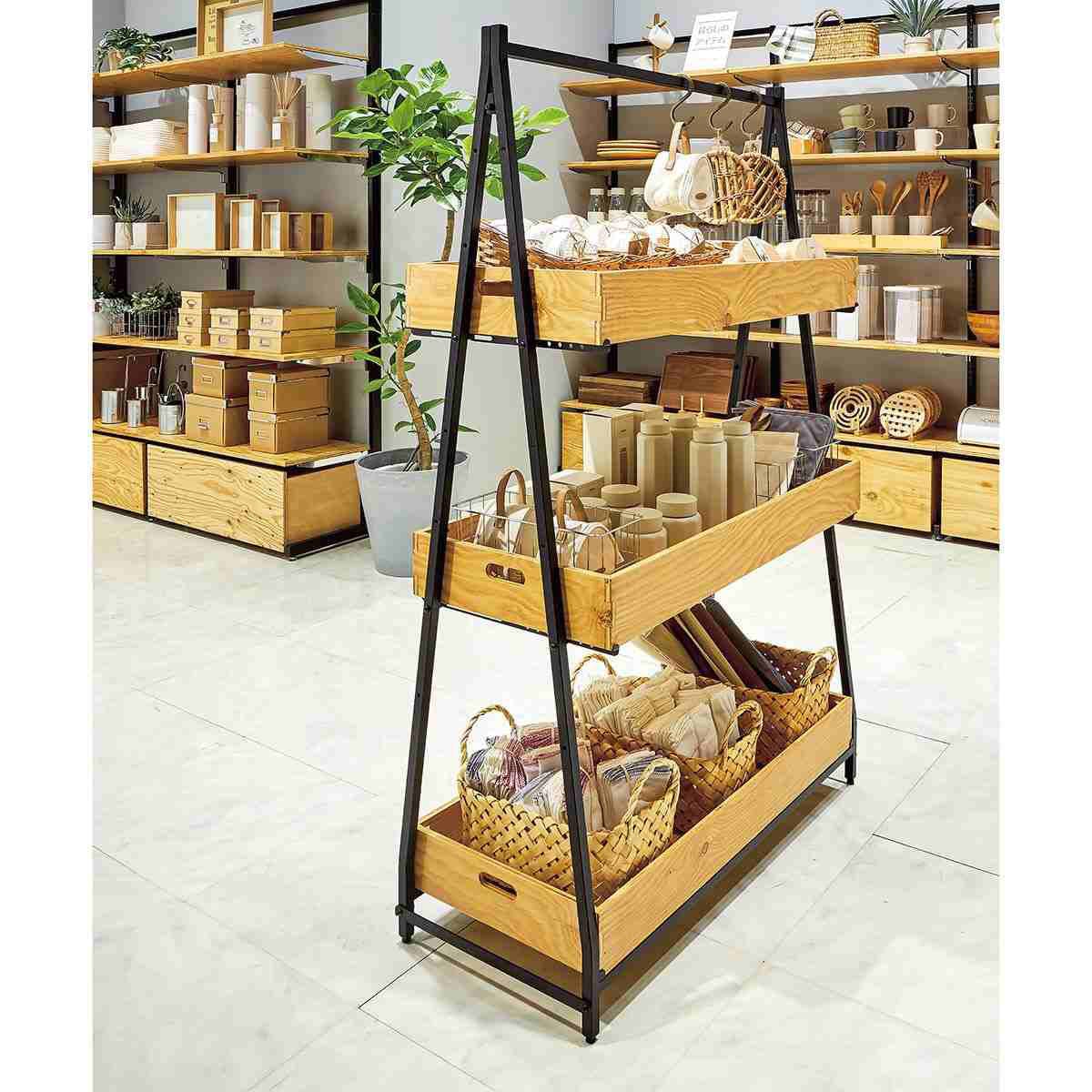 2245-43012 イベント什器 マルシェ簡易フレーム用トレー棚 ラーチ合板