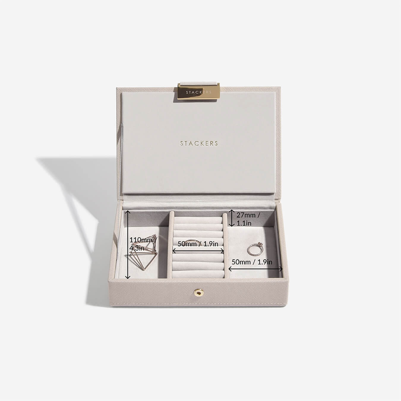 Stackers Taupe Mini Jewellery Box Lid – STACKERS LONDON