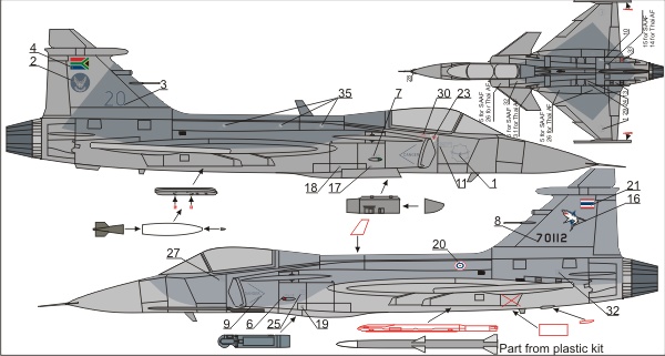 Update set SAAB JAS-39 Exotic Gripen for Revell JAS-39C/D kits