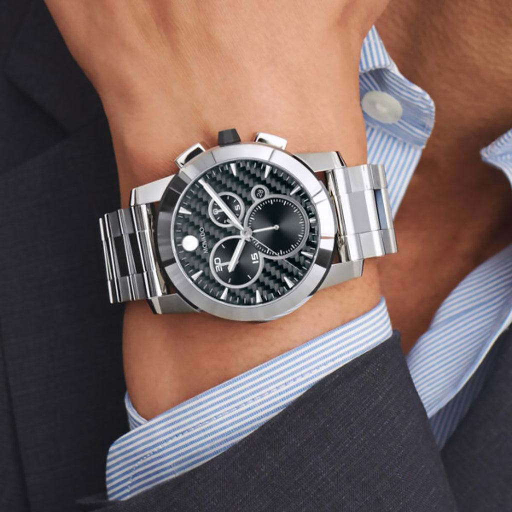 Movado - Vizio Chronograph 45 mm Carbon Fiber Dial Stainless