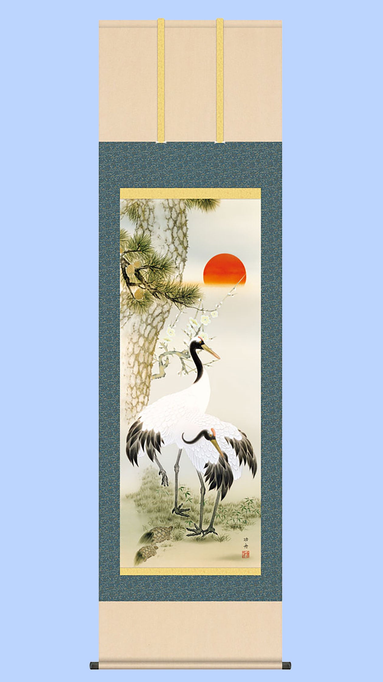 縁起画掛け軸 松竹梅鶴亀 瀬田功舟 – 寿鳳人形の東芸