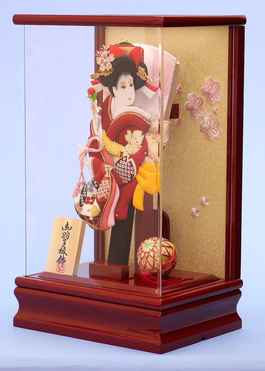 999号押絵羽子板飾り 牡丹友禅エンジ(赤) – 寿鳳人形の東芸