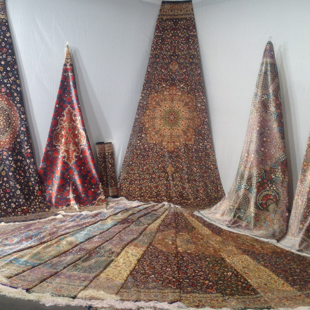 ペルシャ絨毯 イラン クム産玄関マットサイズ 41✕29