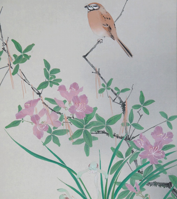 上田萬秋 躑躅 | 掛軸(掛け軸)販売／表装ご依頼は掛軸いっぷく掛軸