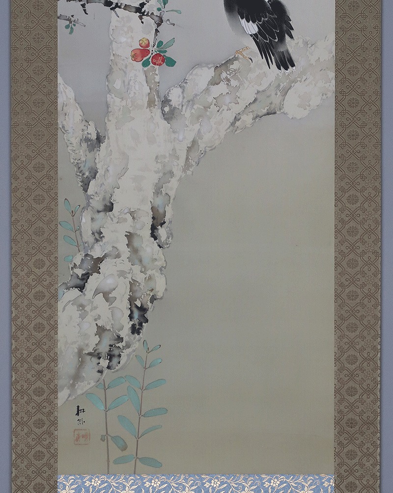 五島耕畝 柘榴叭々鳥 | 掛軸(掛け軸)販売／表装ご依頼は掛軸いっぷく