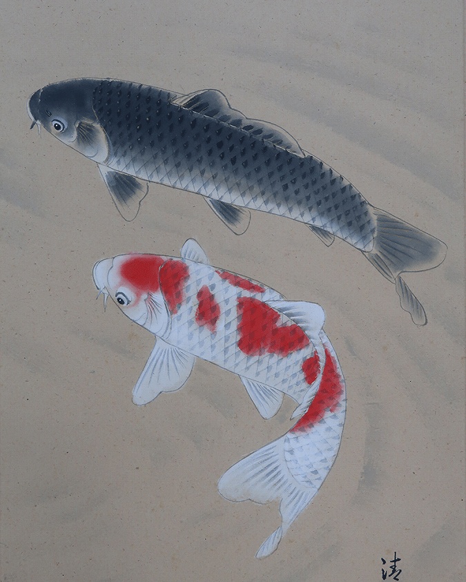 森島清泰 游鯉 | 掛軸(掛け軸)販売／表装ご依頼は掛軸いっぷく掛軸