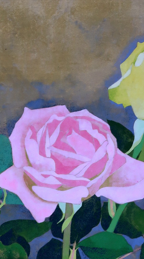 中村白玲 長春 [薔薇] | 掛軸(掛け軸)販売／表装ご依頼は掛軸いっぷく