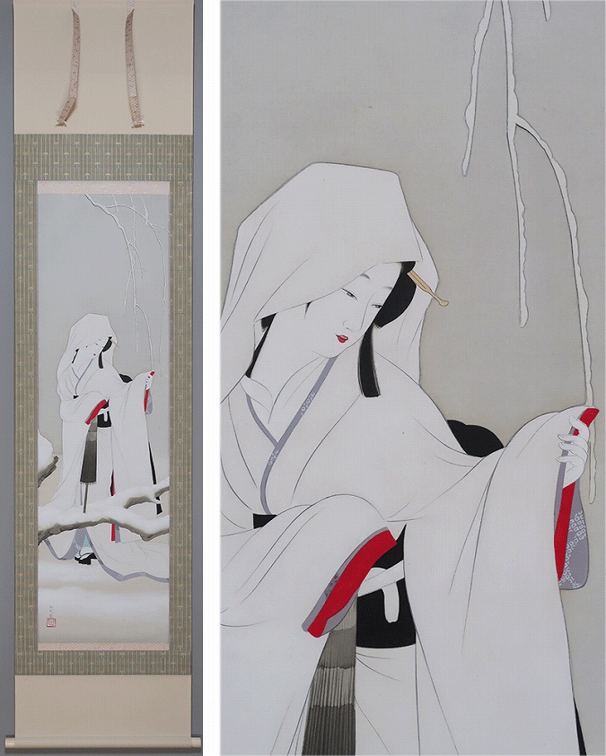 山口玲煕 鷺娘 | 掛軸(掛け軸)販売／表装ご依頼は掛軸いっぷく掛軸