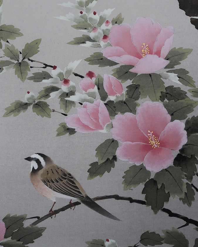 不詳】/不詳/秋海棠小禽図/布袋屋掛軸HE-613 不詳/不詳/秋海棠小禽