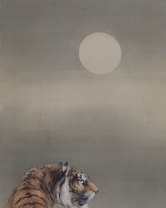 三尾呉石 月下岩上猛虎之圖 | 掛軸(掛け軸)販売／表装ご依頼は掛軸