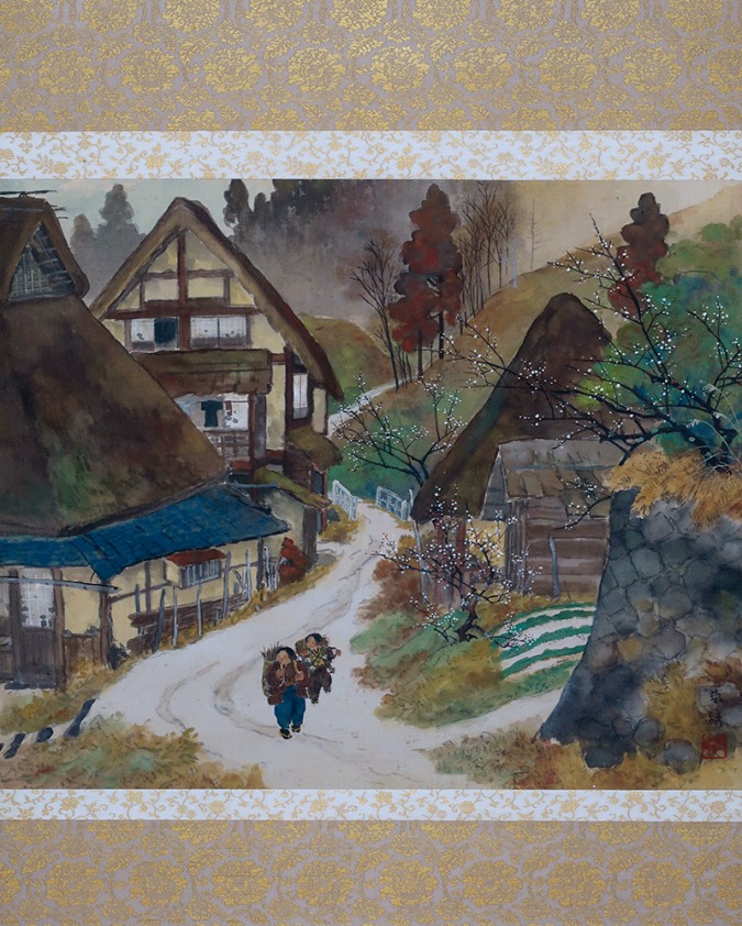 中島春鴎 山家早梅 | 掛軸(掛け軸)販売／表装ご依頼は掛軸いっぷく掛軸